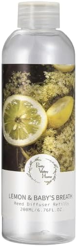 Reed Diffuser Refill/Lemon and Baby's Breath 200ml (6.76 fl.oz), Reed Diffuser Oil Home Fragrance for Bathroom, Bedroom, Office Decor