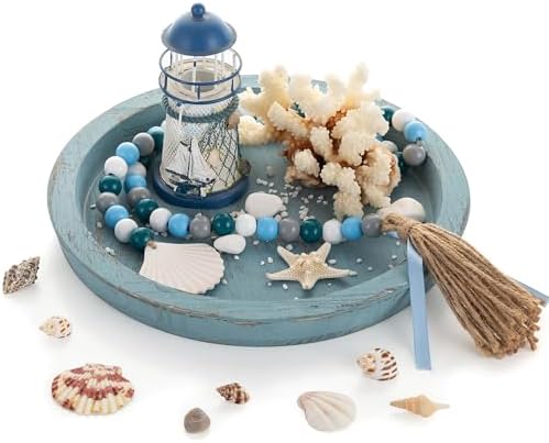 Hanobe Coastal Decorative Tray, Farmhouse Plate for Beach Table Decor
