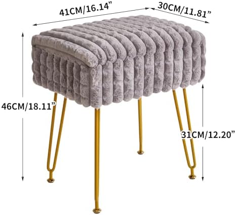 IBUYKE Rectangle Vanity Chair Ottoman, Footrest Stool, Grey WBD004G