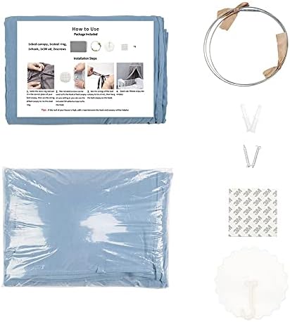 MAMERIA Kids Bed Canopy with Frills Cotton Hanging Tent Curtain Net for Reading Nook Hideaway Bedding Play Room Decor(Blue)
