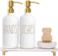 MOMEEMO Soap Dispenser Set Comes with Stainless Steel Pumps, Gold & White