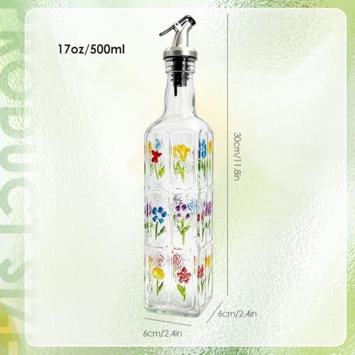 17oz Glass Square Oil Dispenser Bottle with Pour Spout