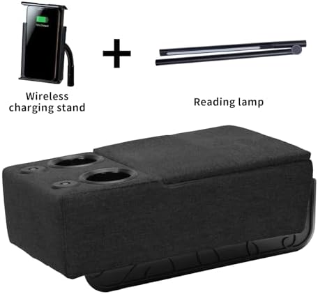 Removable Sofa Armrest, Dual Cup Holders Large Size Multifunctional Couch Caddy Storage Arm Rest with Power Wireless Charging Stand & LED Reading Light for Sofa Middle Seat Parts