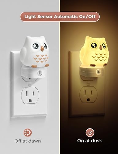 L LOHAS LED Night Light for Kids, 3D Owl Night Light Plug in Wall