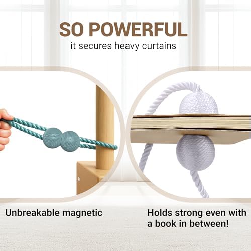 Hion Magnetic Curtain Tiebacks Blue 6pcs, Curtain Holdbacks Hooks Holders
