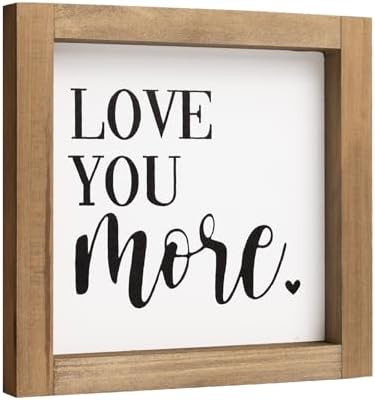 Love You More Sign, Wooden Farmhouse Shelf Decor for Home Bedroom