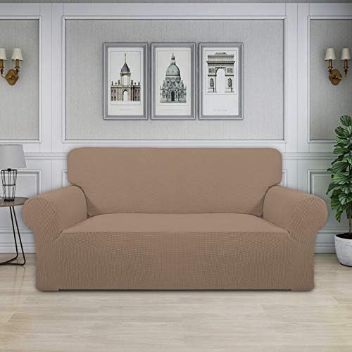 Easy-Going Stretch Loveseat Couch Covers Washable Camel