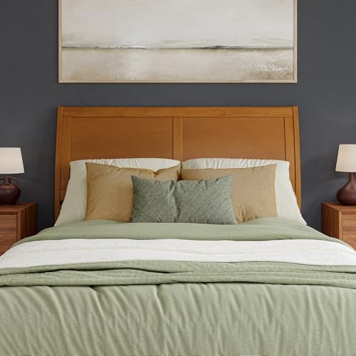 AFI, Portland Queen Sleigh Solid Wood Panel Headboard, Light Toffee