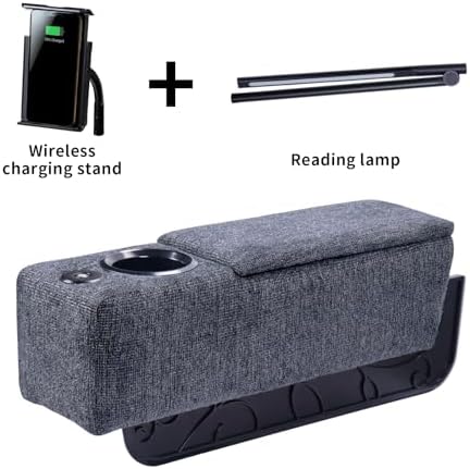 Multifunctional Sofa Armrest, Couch Armrest with Cup Holder, Removable Sofa Caddy with Storage,Equipped with LED Reading Light&Wireless Charge Stand, Navy
