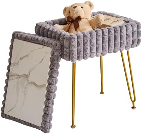 IBUYKE Rectangle Vanity Chair Ottoman, Footrest Stool, Grey WBD004G