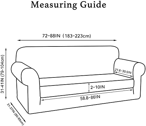 Turquoize Stretch Sofa Slipcover 2 Pieces Sofa Cover Couch Cover for 3 Cushion Couch Washable Furniture Protector Covers with Elastic Bottom Feature Thick Jacquard Fabric (Sofa, Brown)