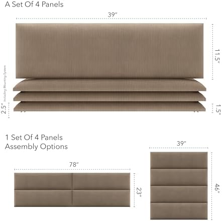 Vänt Wall Mounted Headboard Panels, King/Twin, Ribbed Taupe