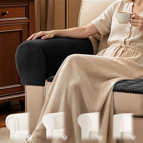 SUBRTEX Stretch Couch Arm Covers Set of 2, Non-Slip Sofa Armrest Slipcovers