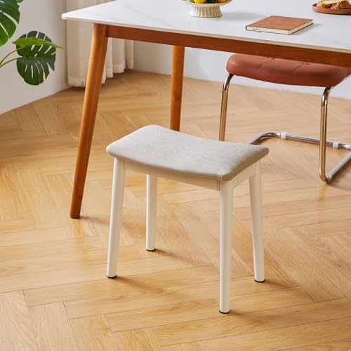 IBUYKE Saddle Cushion Vanity Stool Chair, Piano Bench, Light Linen WBD007WY