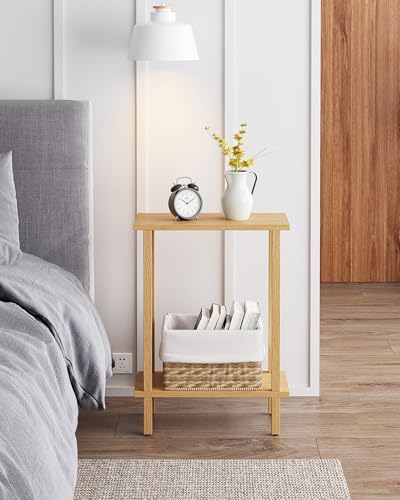 TUTOTAK Narrow Side Table, 2-Tier Small End Table for Couch