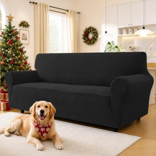 XINEAGE Loveseat Slipcover Pet Friendly, Stretch Couch Cover,Black