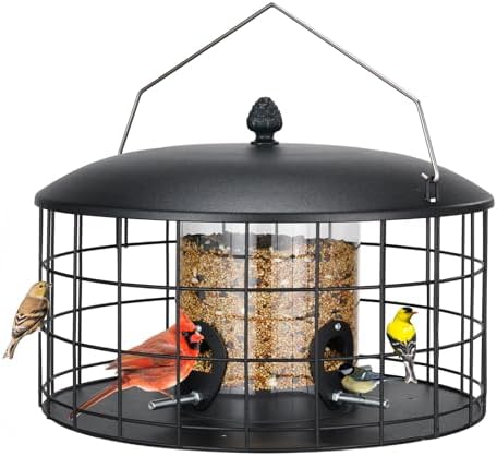 Veehoo Squirrel Proof Bird Feeders for Outdoors Hanging, Extra Wide 11.8"