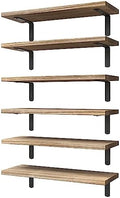 WOPITUES Floating Shelves Set of 6 for Wall Decor & Storage, Rustic Brown