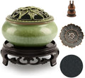 Ceramic Incense Burner with Lotus Incense Holder, Multi-Functional Incense Burner Holder for Incense Sticks, Coil Incense and Cones, Perfect Home Decor