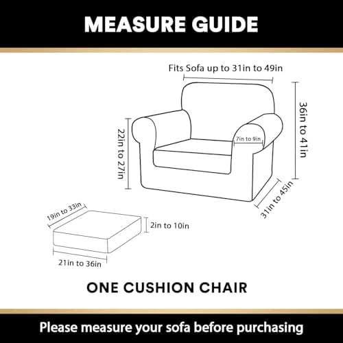 PrinceDeco Velvet Plush Couch Cover Stretch 2 Piece Chair Cover Chair Slipcover Washable Furniture Protector Couch Soft with Elastic Bottom Armchair Cover Width Up to 49 Inch(Small, Blue)