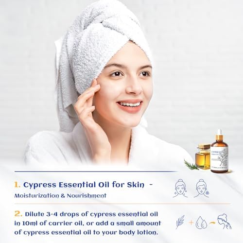 HIQILI Cypress Essential Oil for Diffuser, Humidfier, Skin Care