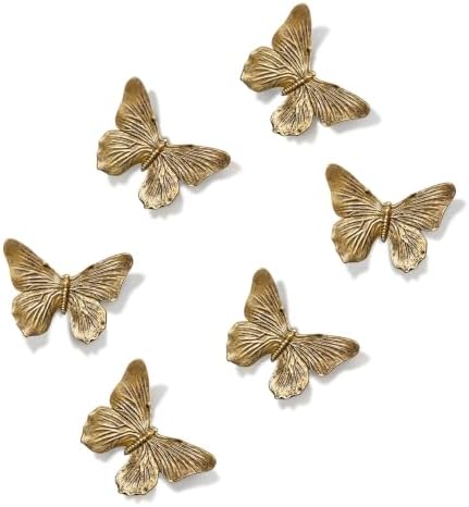 GUSFREUD 3D Butterfly Wall Decor Set – Resin Wall Decor for Living Room, Bedroom, Bathroom, Dining Room, Outdoor and Gallery Walls - Antique Copper - Set of 6