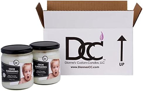 Baby Powder Two Pack Odor Eliminating Highly Fragranced Candle - Eliminates 95% of Pet, Smoke, Food, and Other Smells Quickly - Up to 80 Hour Burn time - 12 Ounce Premium Soy Blend