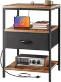 SUPERJARE Nightstand with Charging Station, USB-C Port, Bedside Table
