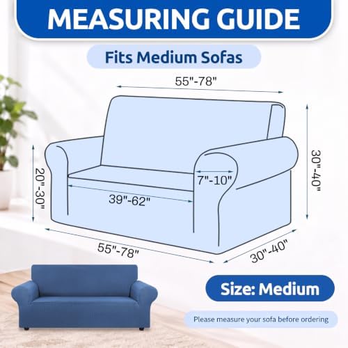 KEKUOU Stretch Loveseat Couch Cover, 2 Cushion Couch Slipcover,Riverside