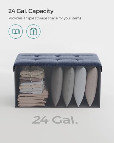 SONGMICS 30 Inches Folding Storage Ottoman Bench, Load 660 lb