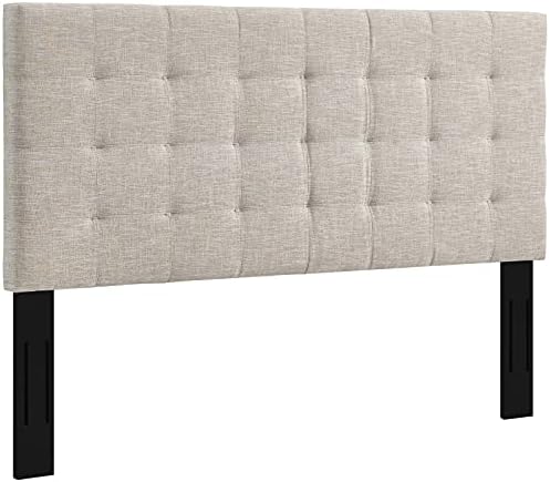 Modway Paisley Upholstered Tufted Linen Fabric King and California King Headboard Size in Beige