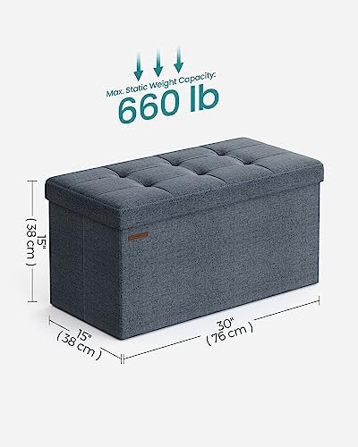 SONGMICS 30 Inches Folding Storage Ottoman Bench, Load 660 lb