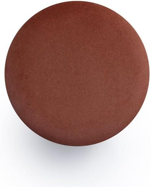 First of a Kind Bronze Performance Vegan Mohair Ottoman, Plush Upholstered Accent Stool and Footrest with Foam-Padded Top and Solid Wood Orb Legs