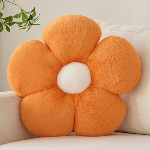 Zlgkjk Flower Pillows, Decorative Throw Pillow with Soft Plush for Couch Bed, Cute Daisy Pillow Cushion Home Decor Floral Throw Pillow (Orange, 19.6 Inches)