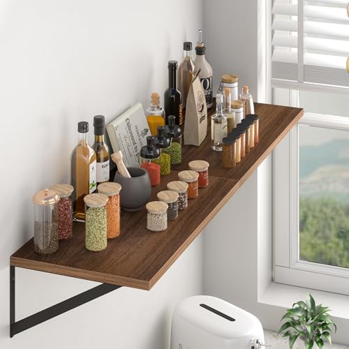 Heimlove 28W x 12D Deep Floating Shelves Set of 2 Walnut