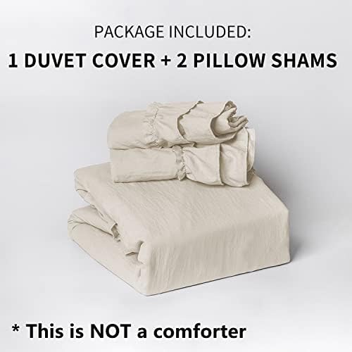 HIG 3 Piece Pre-Washed Off White King Duvet Cover Set