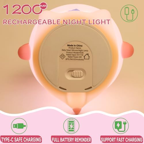 Axolotl Night Light for Kids - 3-Level Dimmer & Auto-Off Timer, Child-Safe Silicone Lamp, USB-C Rechargeable Nursery Light for Bedroom Breastfeeding (Squishy Animal)