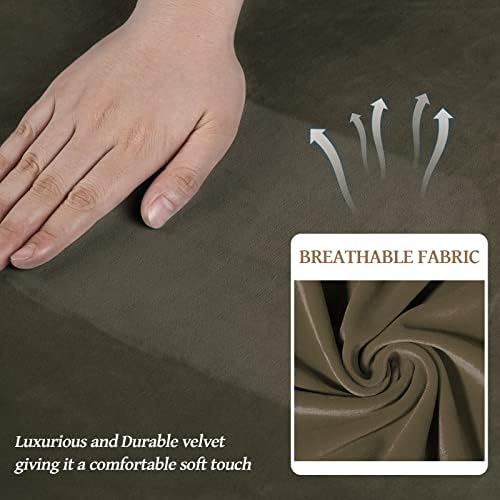 WEERRW Velvet Stretch 3 Pieces Couch Cover for Sofa Washable, Light Brown