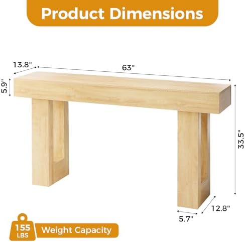 DUMOS 63" Long Narrow Farmhouse Console Table for Entryway, Hallway Table