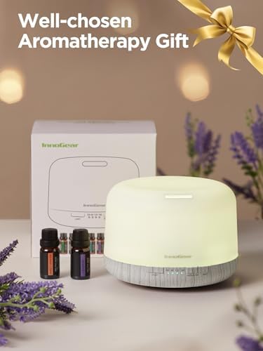 InnoGear 500ml Aromatherapy Diffuser for Home 10 Essential Oil Set, White