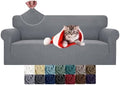 JIVINER High Stretch Couch Covers for 3 Cushion Couch 1-Piece Jacquard Sofa Slipcovers Fitted Washable Sofa Covers with Elastic Bottom Furniture Protector for Kids Pets (Sofa, Light Gray)
