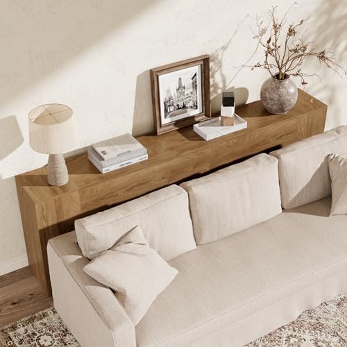Epecoya 94.5-Inch Console Tables for Entry Way, Natural Oak Brown