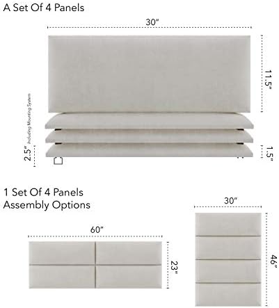 Vänt Wall Mounted Headboard Panels, Queen/Full, Micro Suede Neutral Sand