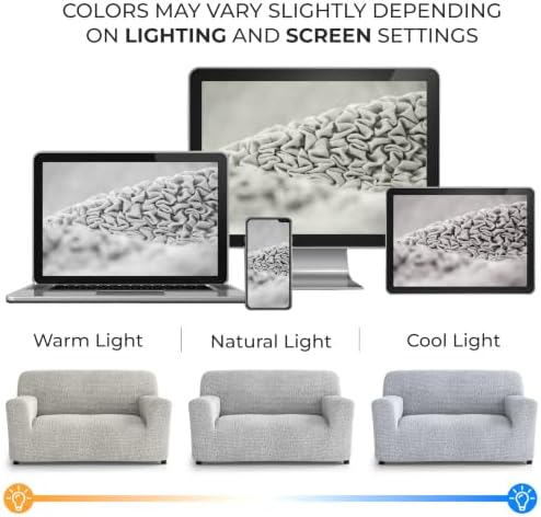 PAULATO Premium Stretch Couch Covers for Sofa - Sofa Chair Cover Washable, Dogs & Pets Friendly - Elastic Polyester Loveseat Slipcovers - Non-Slip Love Seat Couch Covers - Light Grey (40"-63" Wide)