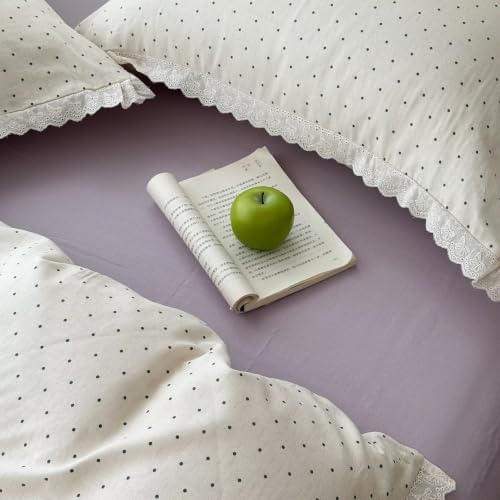 Cotton Polka Dot Full Size Duvet Cover with 2 Pillowcases,80"×90"