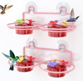 Dreamdrawer 2 Pack Window Hummingbird Feeder, Small Hummingbird Feeder for Outdoors with Strong Suction Cup - Metal Base & 6 Feeding Ports, Easy to Clean and Refill, Pink