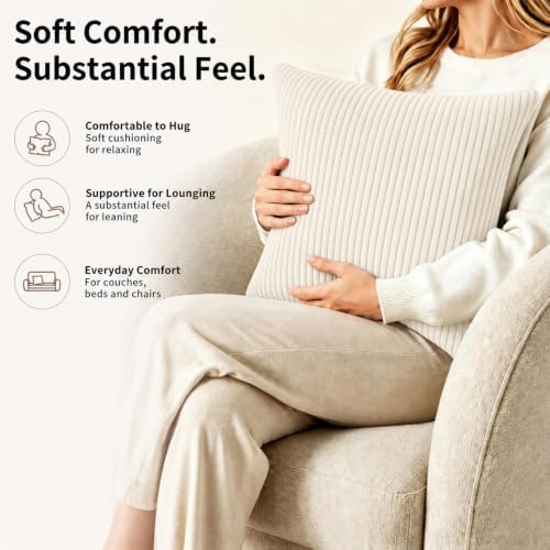 2 Pack 18 x 18 Decorative Throw Pillows with Insert Included