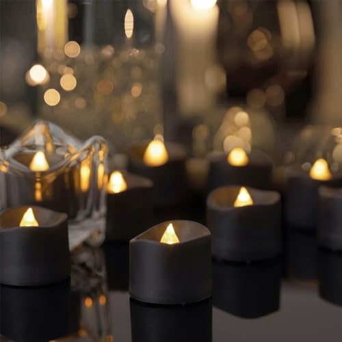 Homemory 50-Pack Black Flameless Battery Tea Light Candles, 200+ Hours