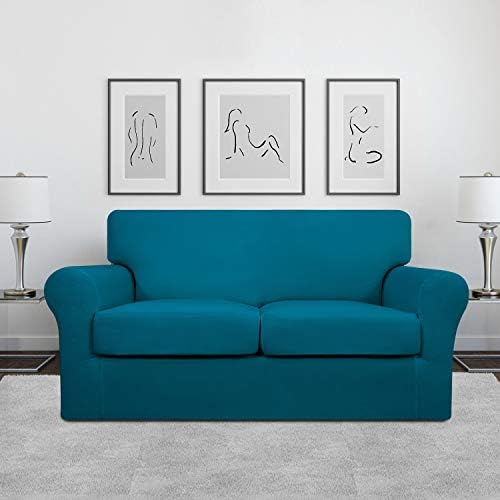 Easy-Going 3 Pieces Stretch Loveseat Couch Cover for 2 Cushion Washable