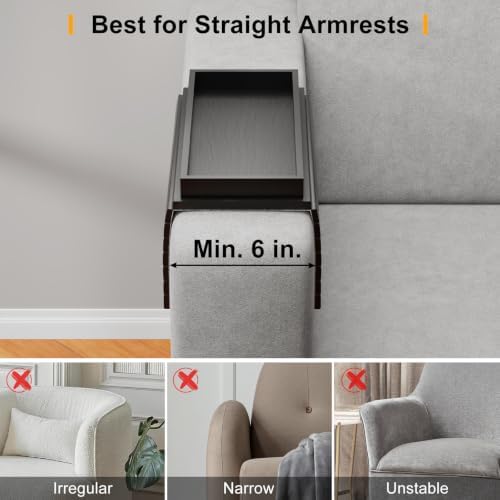 Bestjing 2 in 1 Bamboo Sofa Armrest Tray Table for Couch